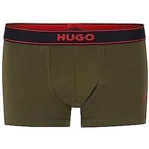 HUGO Mens TRUNK EXCITE Stretch-katoen trunks met handgeschreven logo, Groen, S