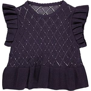 Müsli by Green Cotton Meisjes Knit Frill Sweater Vest, Dark Lilac, 110 cm