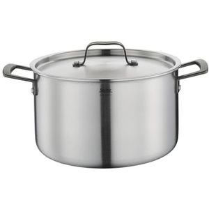 Spring Kookpan GOURMET, meerlaagse pan met deksel van roestvrij staal, geschikt voor de oven, met schaalverdeling aan de binnenkant, Ø 24 cm, hoogte 14 cm, 6,5 liter, zwart