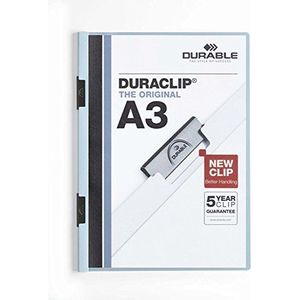 Durable 221806 Klemmap Duraclip A3, tot 60 vellen A3, blauw, verpakking van 10 stuks