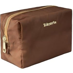 Kokonote Cosmetic Bag - Almond Mocha | 6.7 x 4.3 x 3.9 inches - 17 x 11 x 10 cm | Cosmetic Case, Large Pencil Case, Pencil Case, Cosmetic Pouch, Travel Toiletry Bag