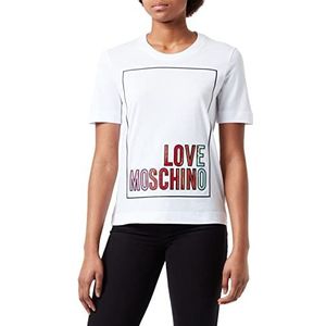Love Moschino Dames Gepersonaliseerd Logo Box Graphic with Iridescent FOI T-shirt