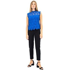 Nanette Nanette Lepore Mouwloze top van geborduurd kant met zichtbare ritssluiting, dameshemd, Kobalt Blauw, L