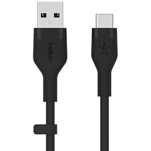Belkin BoostCharge Flex siliconen USB Type C/A-kabel, USB-IF-gecertificeerde USB-C-laadkabel voor iPhone 15, Plus, Pro, Pro Max, Samsung Galaxy S24, Pixel, iPad, Nintendo Switch en meer, 1 m, zwart