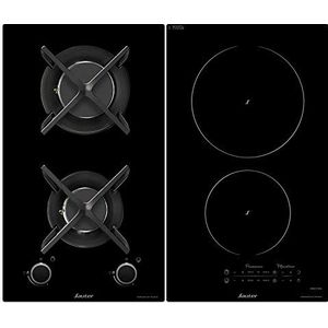 BRANDT - Gemengde kookplaat – SPI9332MB – Duomino – 2 x 30 cm – 160/210 / 2 gas – 1 timer – 3,1 kW – gietijzer mono-haard – zwart
