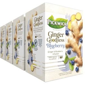 Pickwick Ginger Goodness Blueberry Kruidenthee (60 Theezakjes - 100% Natuurlijk - UTZ Gecertificeerd) - 4 x 15 Zakjes