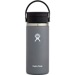 Hydro Flask - Reiskoffiefles 473 ml (16 oz) - Vacuüm geïsoleerde roestvrijstalen reismok met lekvrij Flex Sip deksel - BPA-vrij - Wide Mouth - Stone