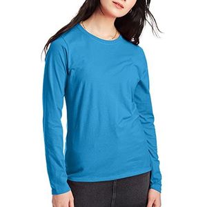 Hanes Originals Dames T-shirt met lange mouwen, katoen, lichtgewicht T-shirt met ronde hals, moderne pasvorm, S