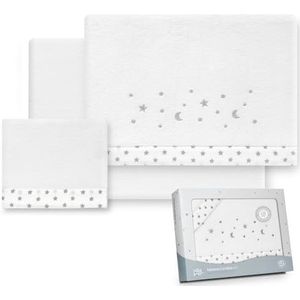 Interbaby Beddengoed voor kinderwagen, 40 x 80 cm, baby - winterbeddengoed van coralina-stof - model sterren maan - bevat lakens + laken + kussensloop