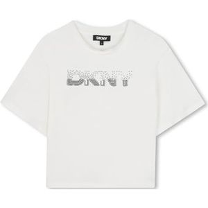 DKNY D62413 T-shirt voor meisjes, Wit, 16 Jaren