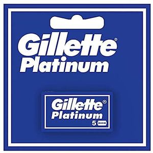 Gillette Double Edge Platinum Safety Razor Blades voor Mannen, Pack van 5 RVS Refill Blades