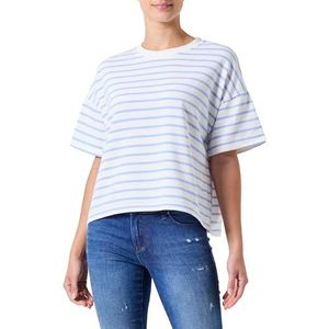 PIECES Sweatshirt voor dames, Cloud Dancer/Stripes: hydrangea, L