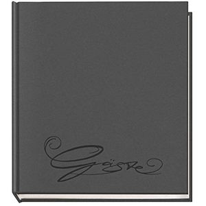 VELOFLEX 5420082 - Gastenboek Classic met reliëf gasten, 144 pagina's wit blanco papier, 205 x 240 mm, grijs, donkergrijs