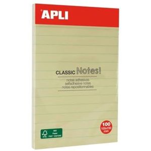 APLI 13370 — Sticky Notes met CLASSIC Lijnen 100 x 150 mm Pad van 100 vellen geel