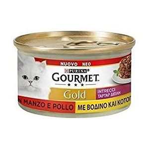 Gourmet Gold Flechte di Gusto natvoer voor katten met kip en rundvlees, 85 g