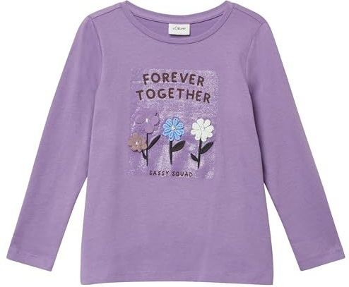 T-shirt - A-lijn Top - Lange Mouwen - Zacht - Glitterprint - 3D Bloemenapplicaties