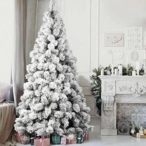 BAKAJI Kerstboom van de Alpes Dennen, sneeuwgroen, super dik, basis van kruiswijzers, zeer hoge kwaliteit, takken met sneeuw, eenvoudige montage, zeer dik, kerstdecoratie (240 cm)
