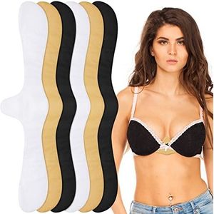 Boyiee 6 stuks katoenen bh-voeringen voor zweetuitslag, zachte onder-beha, zweetvoering onder de borsten, zweetabsorberende pads voor vrouwen meisjes, Wit, kaki en zwart, M