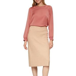 Blouse - Effen - Satijn - Lange Mouw - Normale Pasvorm