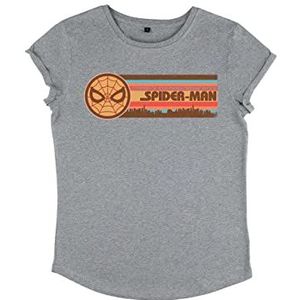 Marvel Dames Avengers Classic-Spiderman Strip Women's Roll Sleeve T-Shirt, grijs (melange grey), L