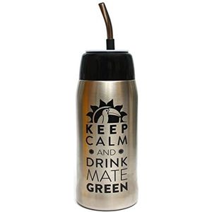 Mate Green Yerbomos 4.0 Black 580 ml voor Yerba Mate Tee 580 ml, een draagbaar accessoire voor Yerba Mate, werkt als een thermosfles met een waterfles en houdt het water, zilver-zwart, 13308