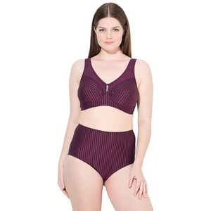 Ulla Popken Beha voor dames, grote maten, grote maten, plus size, ontlastingsbeha, zonder beugel, cup B - G, druivenrood, 125D