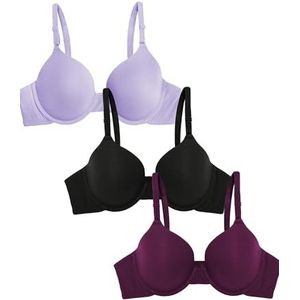 Fruit of the Loom Womens T-Shirt Bra, Lilac Whisper/Purple Velvet/Black, 36B US