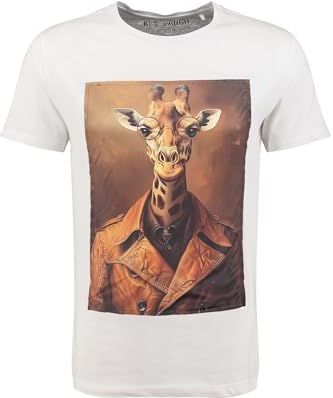 KEY LARGO Klsmart Giraffe Round T-shirt, wit (1000), S heren, Wit (1000), S