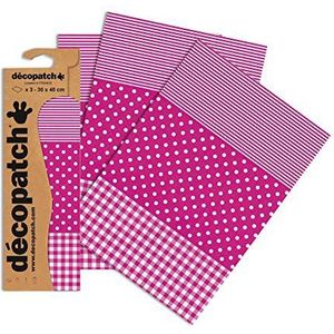 Decopatch Papier No. 486 (395 x 298 mm) 3-pack roze gestippeld