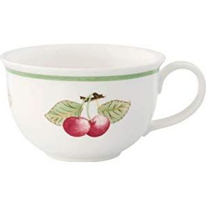 Villeroy & Boch Charm & Breakfast French Garden Café au Lait mok, 500 ml, hoogte: 7 cm, premium porselein, wit/bont