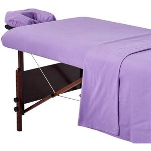 Master Massage flanel set van 3 overtrek hoeslaken, lakens, kussensloop voor massagebed salon katoen - paars