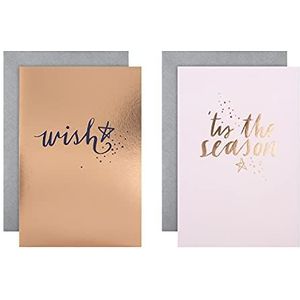 Hallmark Charity Christmas Cards - Pack van 12 in 2 metallic tekst gebaseerde ontwerpen