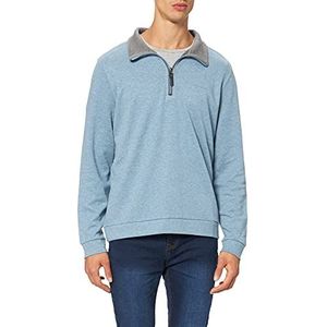 Pierre Cardin Heren sweatshirt stand-up kraag rits interlock Doubleface with Tencel sweatshirt, blauw, L