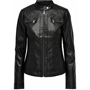 ONLY TALL Dames Onlbandit Faux Leather Biker Tall Otwfn kunstleren jas, zwart, 36