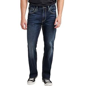 Silver Jeans Co. Zac Relaxed Fit Straight Leg Jeans voor heren, dark wash sdk350, 40W x 30L