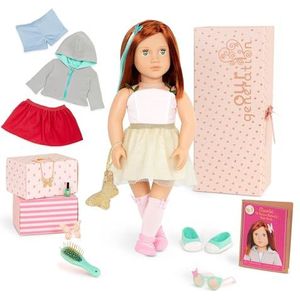 Our Generation Cambi Pop met 3 outfits, beweegbare pop van 46 cm, met poppenkleding, kam, accessoires en middellang rood haar om te stylen, speelgoed vanaf 3 jaar (20 delen)