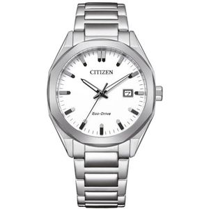 Citizen Heren Analoge Eco-Drive Horloge met Roestvrij Stalen Band BM7620-83A, Zilver, Modern