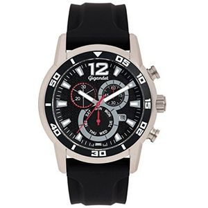 Gigandet ISA Swiss 2VNAG14/002 Analoog herenhorloge met chronograaf kwartsuurwerk met siliconen armband, zwart