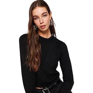 Trendyol FeMan Slim fit Basic Crew Neck Knitwear Trui, Zwart, L, Zwart, L