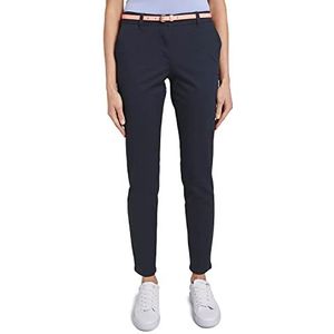 TOM TAILOR Dames Eenvoudige chinobroek met riem 1016542, 10668 - Sky Captain Blue, 34W / 32L