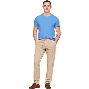 Tommy Hilfiger Heren stretch slim fit T-shirt S/S T-shirts, blauw, M, Blauwe spreuk, M