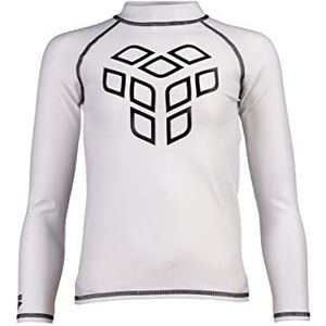 Arena Jongens Unisex Jr Rash Vest L/S Graphic Rash Guard Shirt, wit/zwart, 8-9 Jaar
