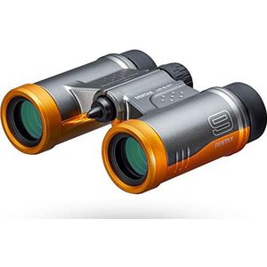 PENTAX Verrekijker UD 9x21 - Grijs en Oranje. Een helder en duidelijk gezichtsveld, lichtgewicht body met dakprisma, Volledig Multi-Coated optica, 9x vergroting, ideaal voor concerten, sport, reizen.