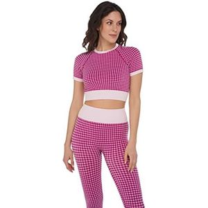HEART and SOUL Sporttop voor dames, sportbeha, sportbeha met T-shirt, sportkleding voor dames, made in Italy Vichy collectie, zwart/wit, maat XS/S