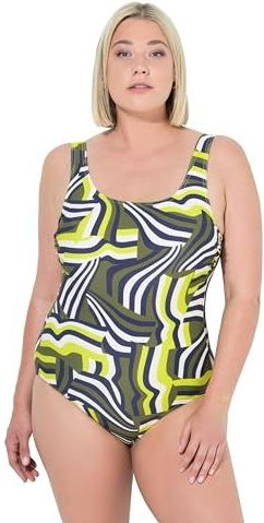 Ulla Popken - Badpak - Geel - Olijfgroen - Wit