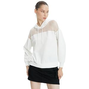 Koton Relax Fit Sweatshirt met capuchon voor dames, lange mouwen, ecru(010), M