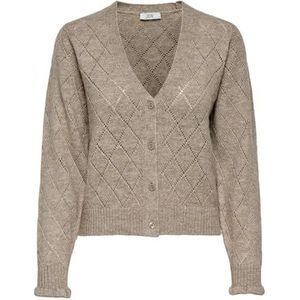 Jdy letty L/S V-hals Struc Cardi KNT Noos, grijsbeige, M