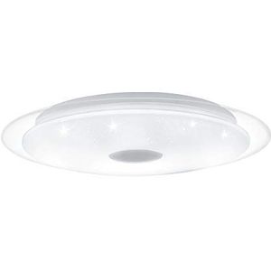 EGLO Lanciano 1 ledplafondlamp, 1 lamp met kristaleffect, staal, kunststof, wit, transparant, chroom, afstandsbediening, kleurtemperatuurverandering (