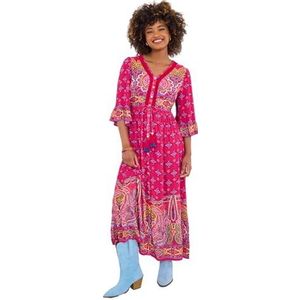 Joe Browns Maxi-jurk met levendige randprint voor dames, roze, 40