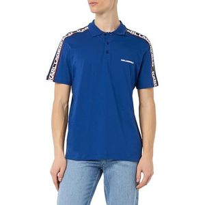 KARL LAGERFELD Elongated Logo Poloshirt voor heren, Mazarine Blue, L